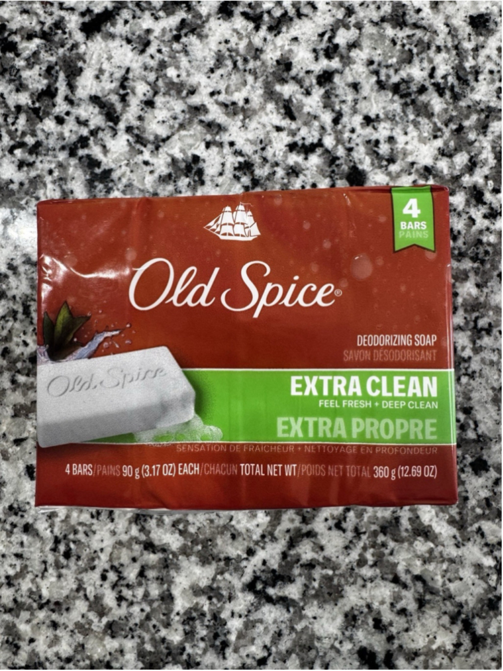 Old Spice Deodorizing Bar Soap Extra Clean Fresh & Deep Clean 3.17 oz. 4 Bars - Picture 3 of 4